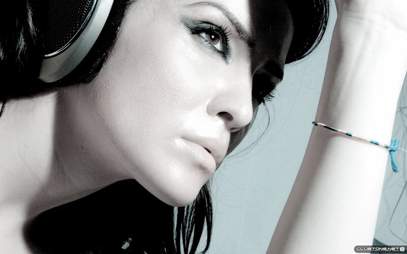 woman with headphones