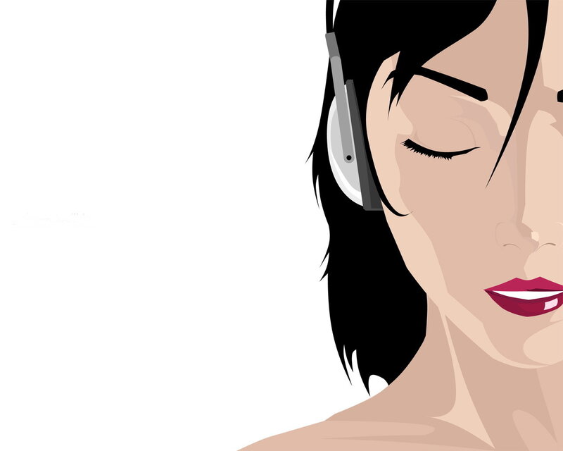woman with headphones
