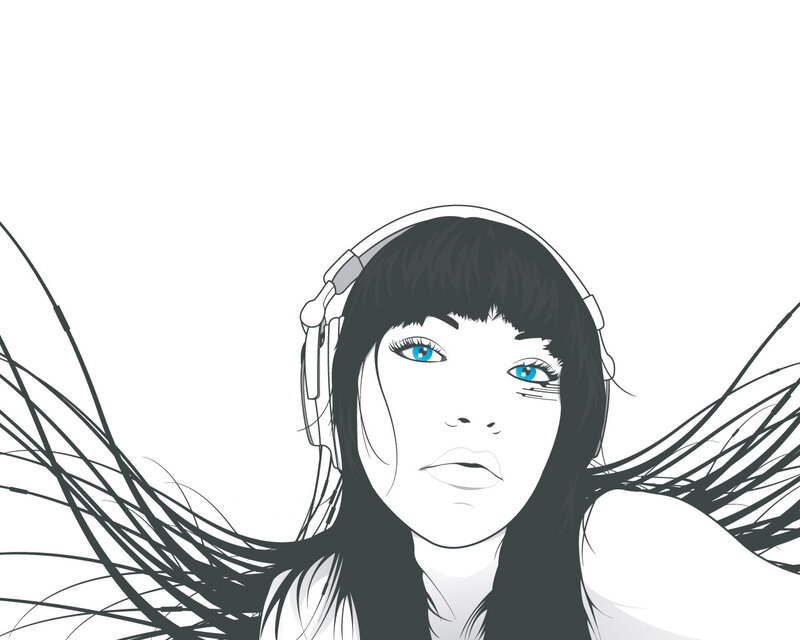 woman with headphones