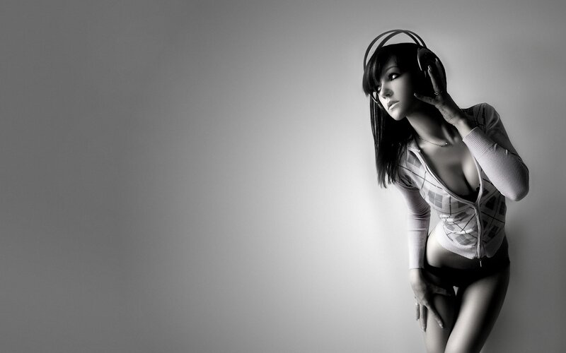 woman with headphones
