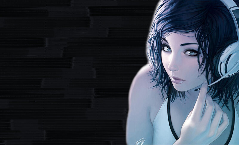 woman with headphones