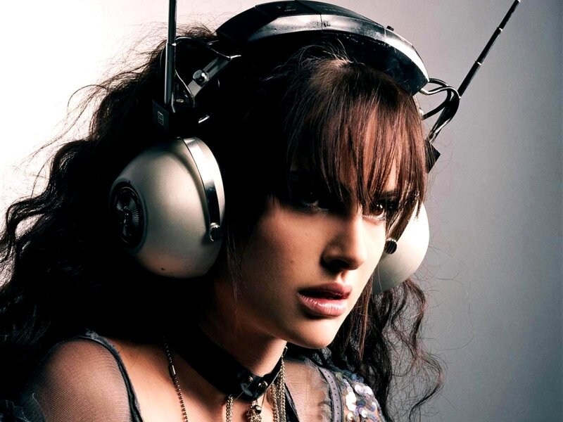 woman with headphones