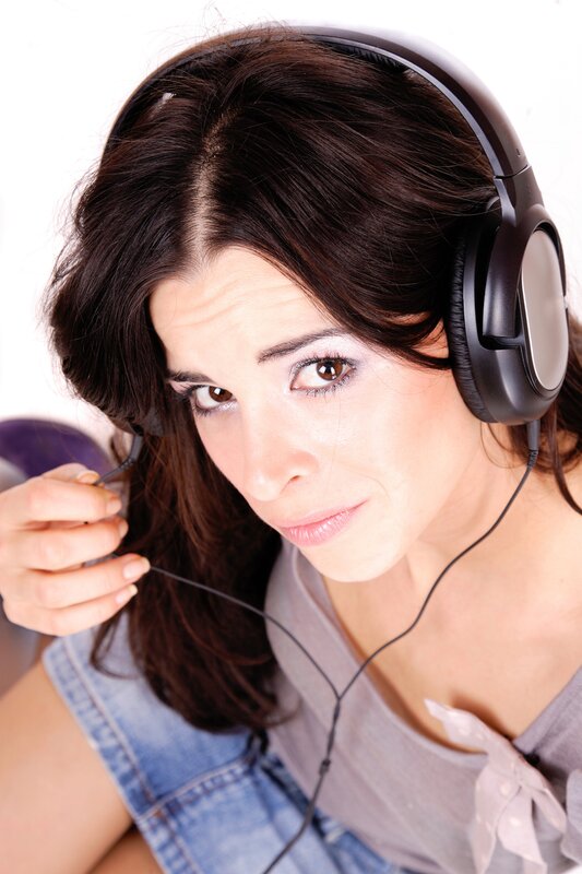 woman with headphones