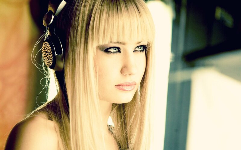 woman with headphones