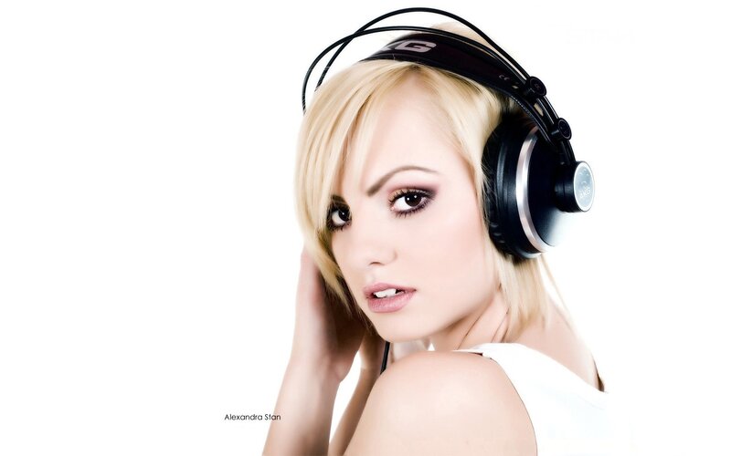 woman with headphones