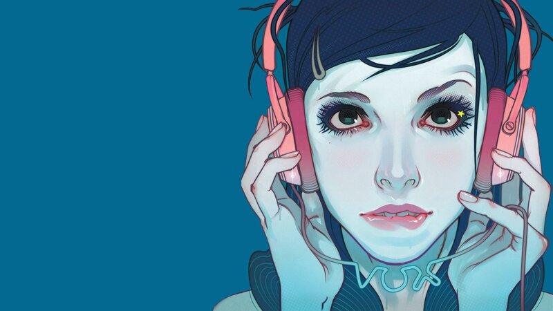 woman with headphones