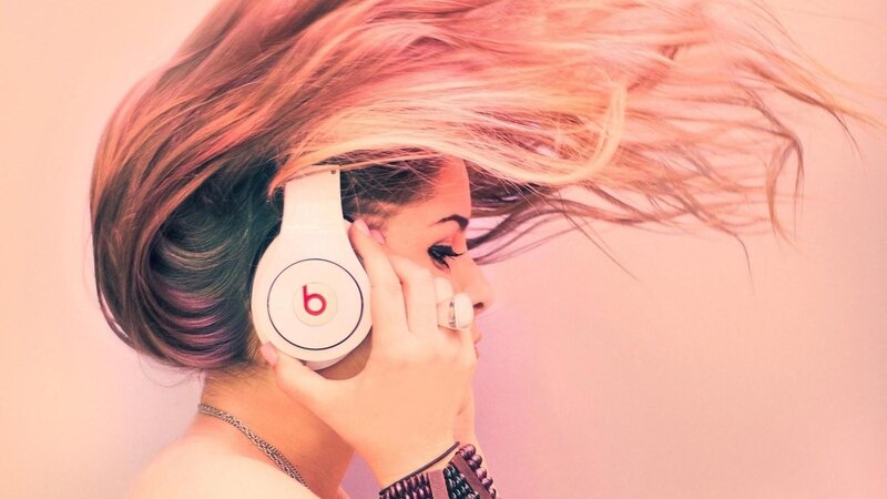 woman with headphones