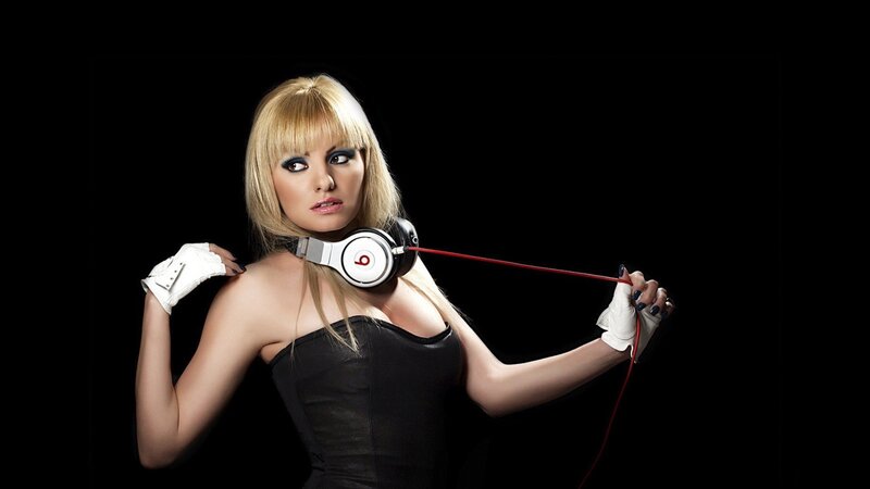woman with headphones
