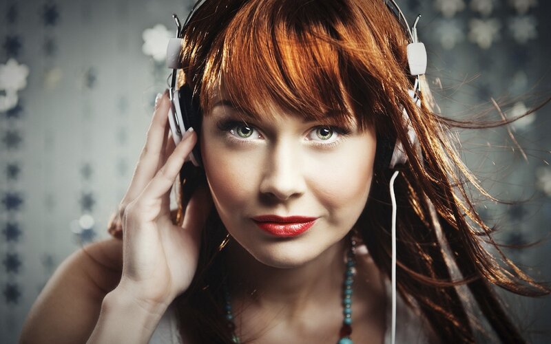 woman with headphones