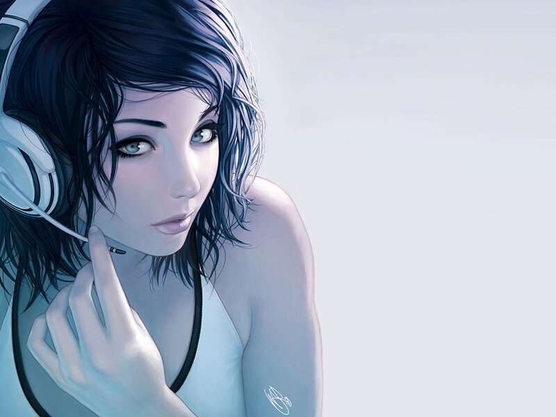 woman with headphones