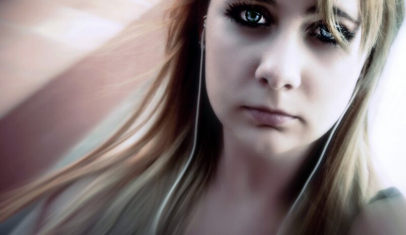 woman with headphones