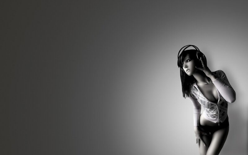 woman with headphones