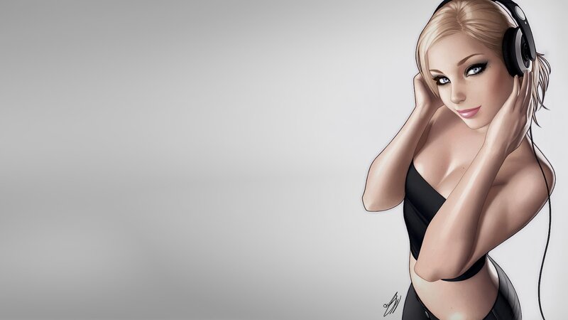 woman with headphones