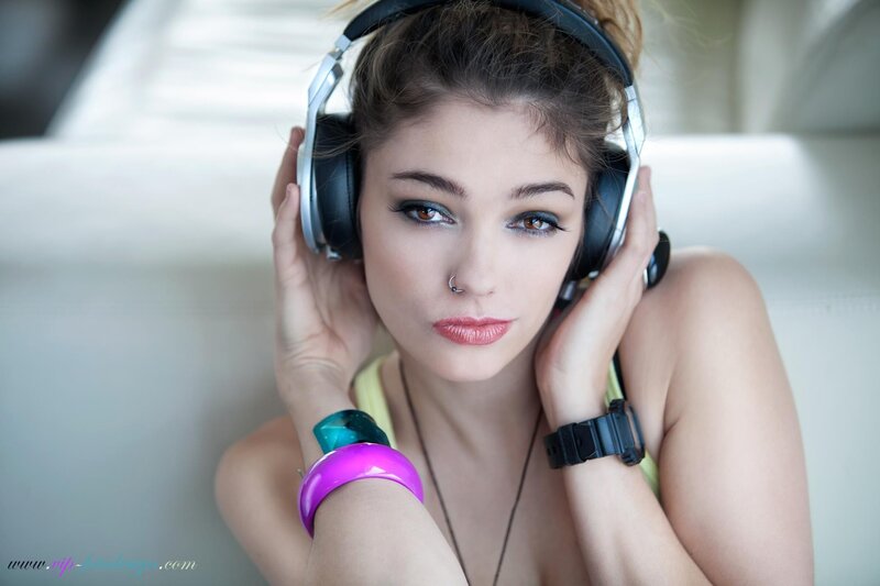 woman with headphones