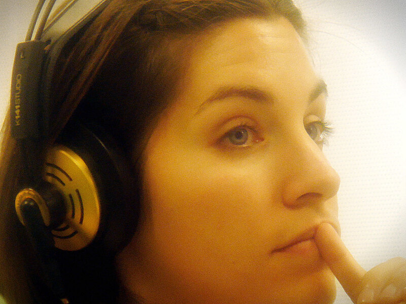 woman with headphones