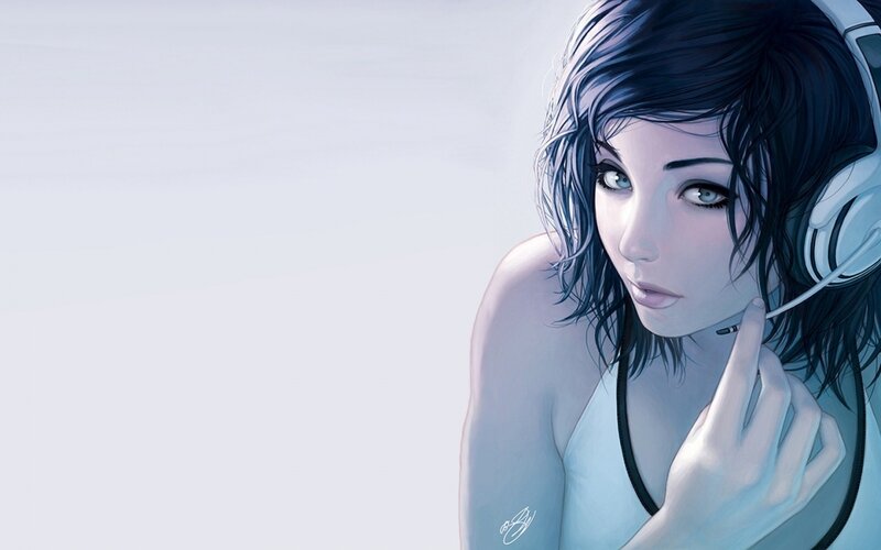 woman with headphones