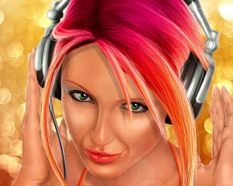 woman with headphones