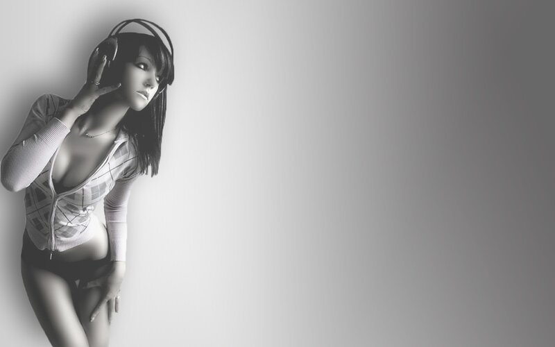 woman with headphones