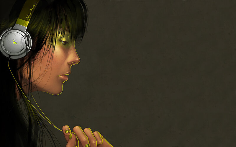 woman with headphones