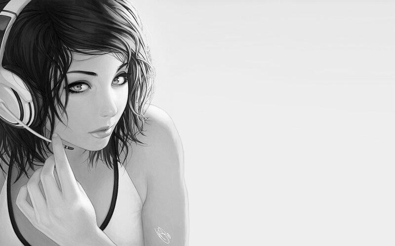 woman with headphones