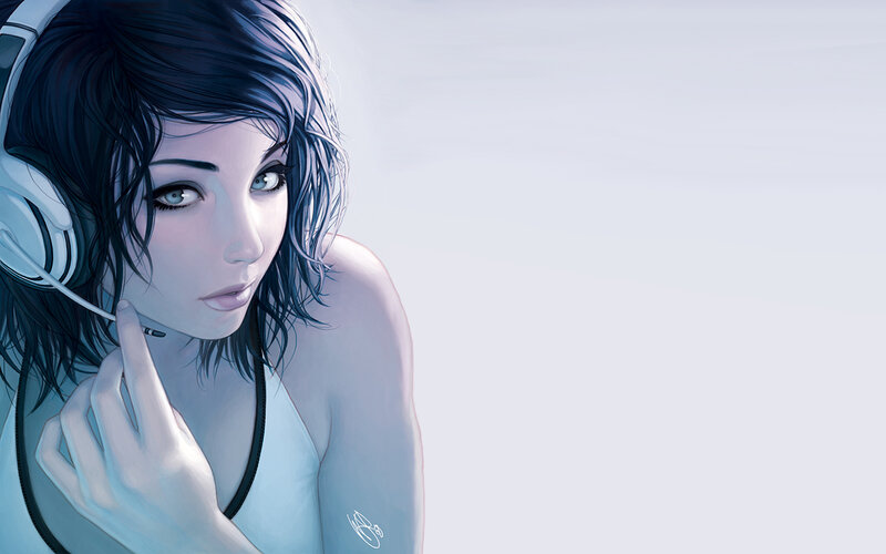 woman with headphones