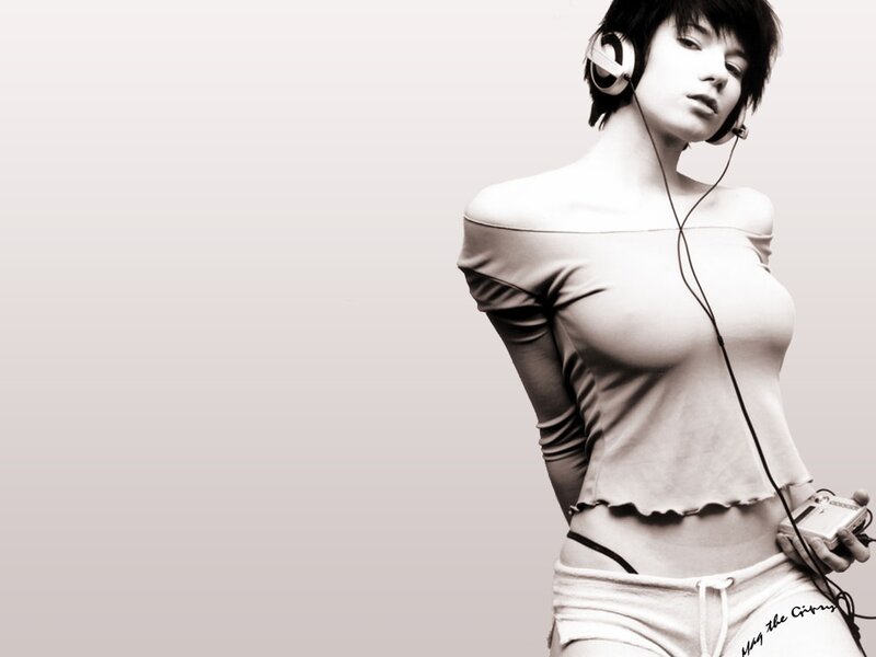 woman with headphones