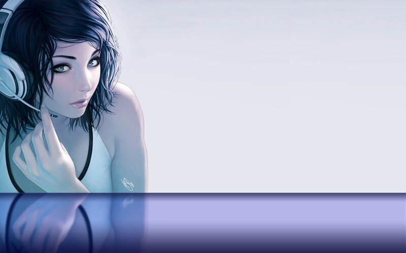 woman with headphones