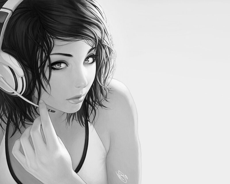 woman with headphones