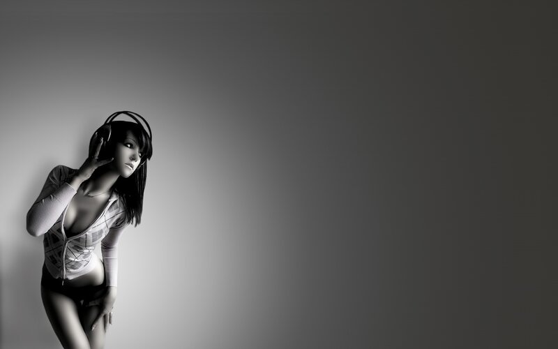 woman with headphones