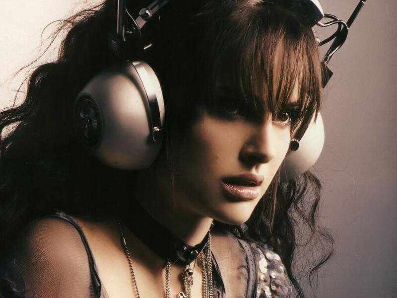 woman with headphones