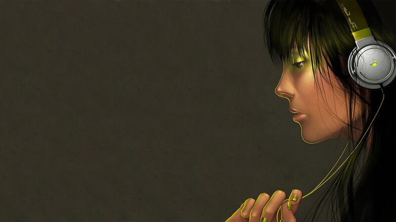 woman with headphones