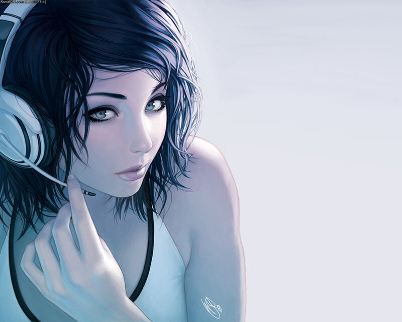 woman with headphones