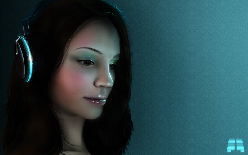 woman with headphones