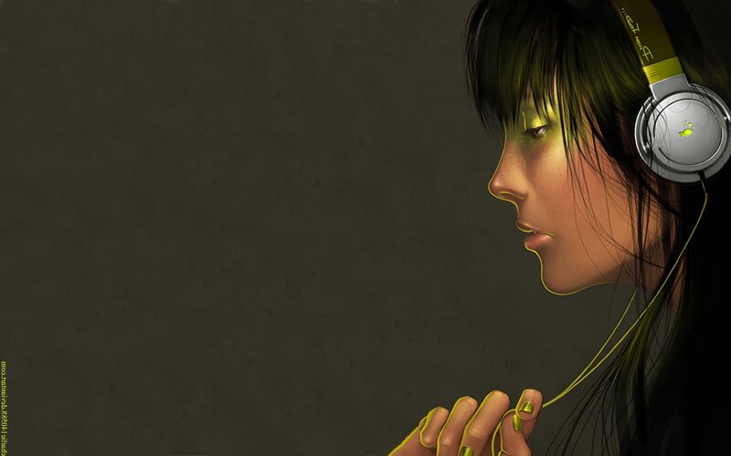 woman with headphones