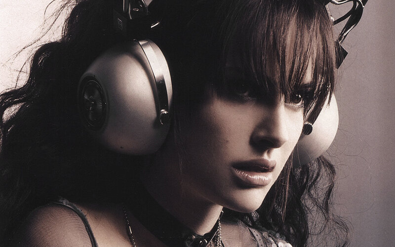 woman with headphones