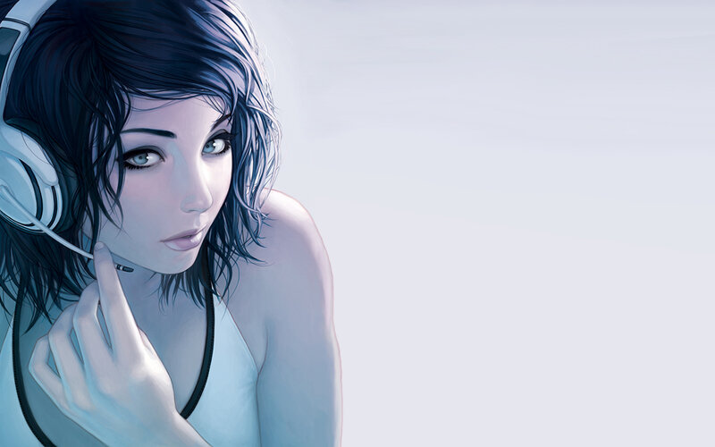 woman with headphones