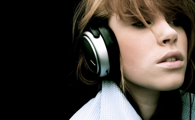 woman with headphones
