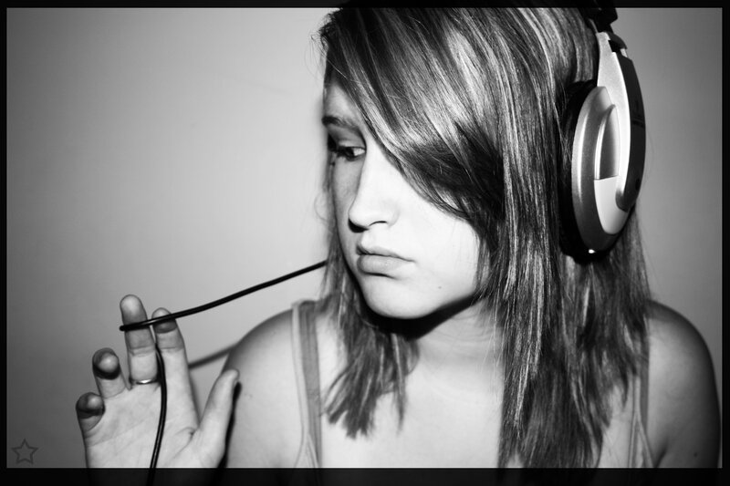 woman with headphones