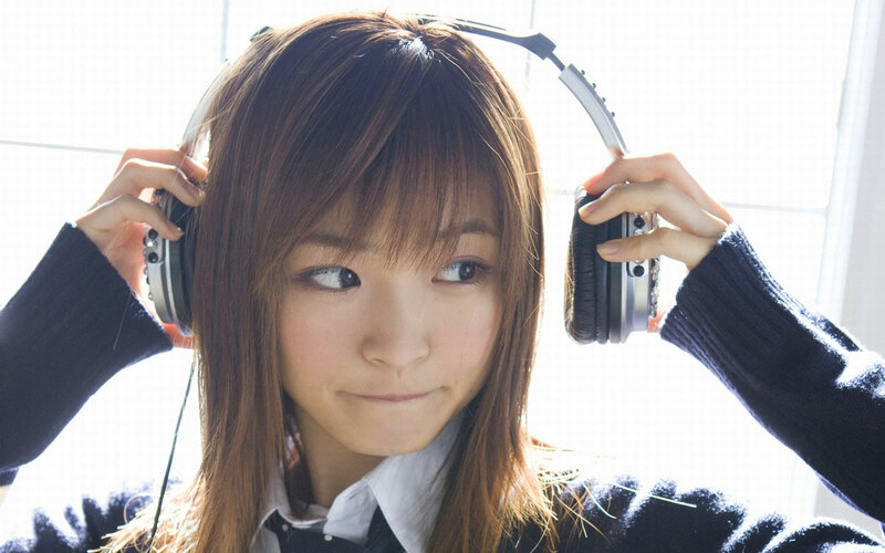 woman with headphones