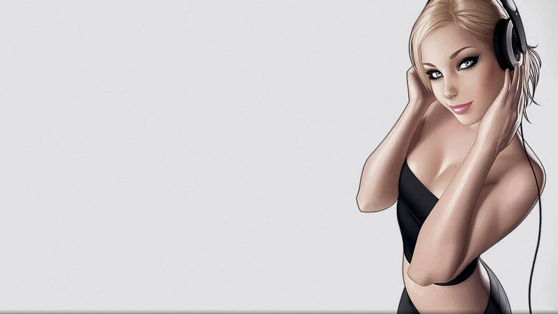 woman with headphones
