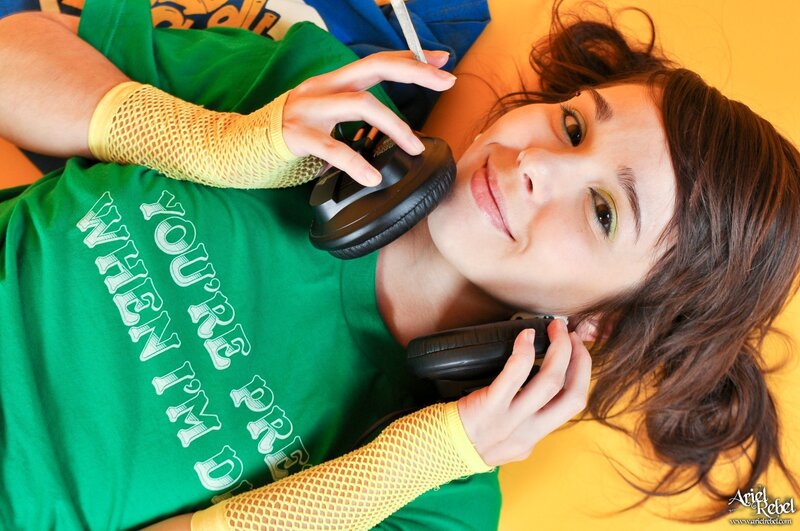 woman with headphones