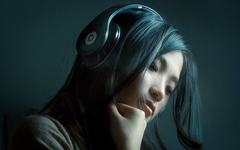 woman with headphones