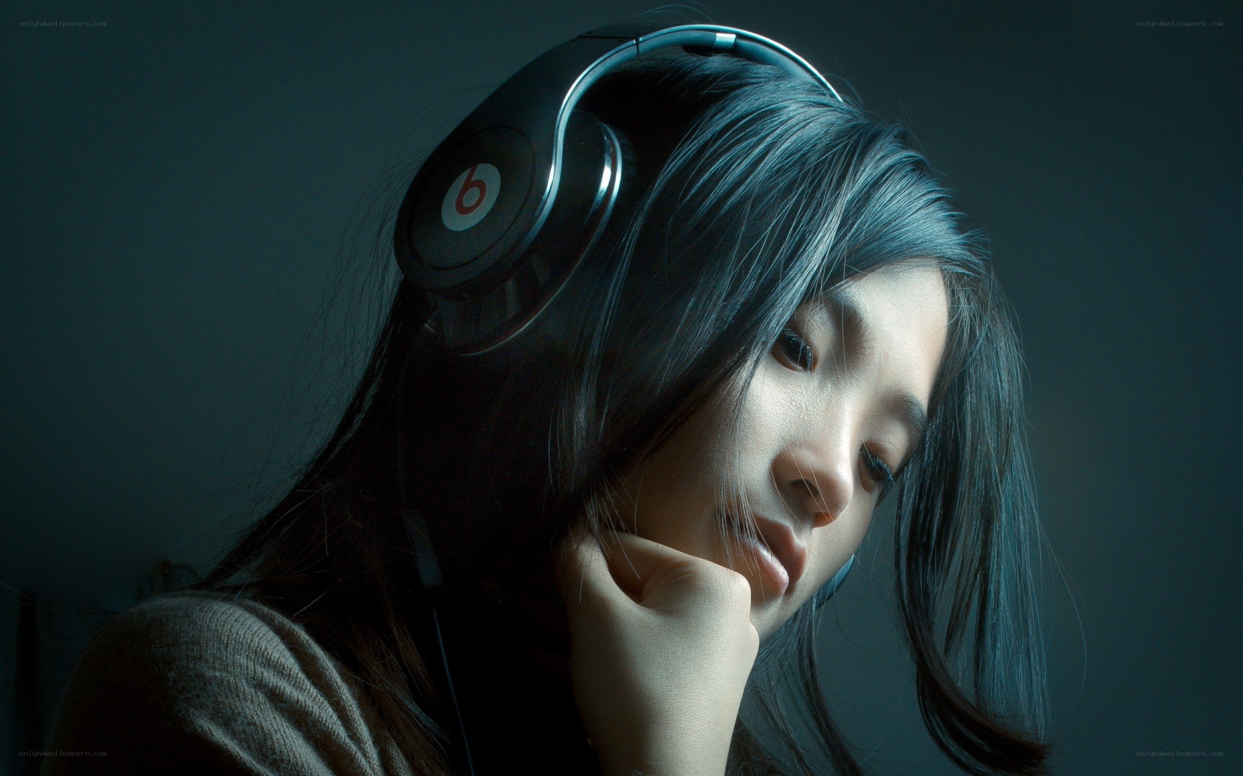 woman with headphones