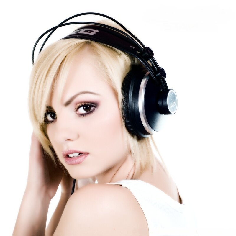 woman with headphones