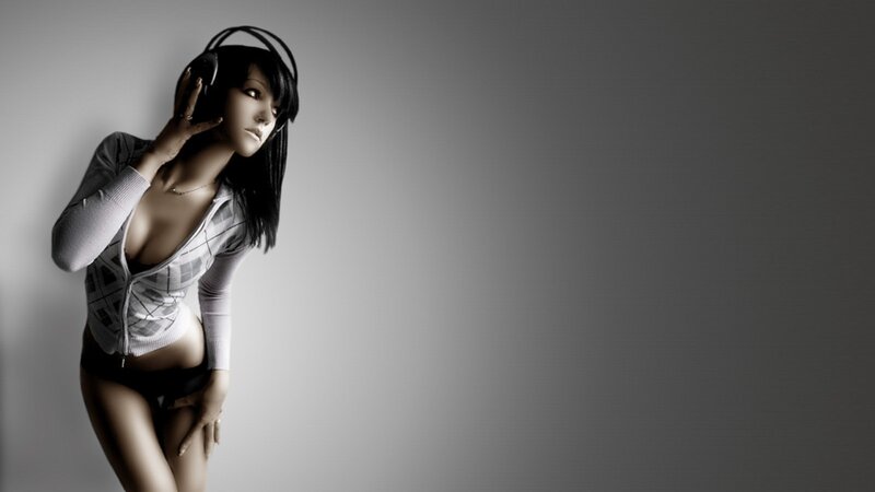 woman with headphones