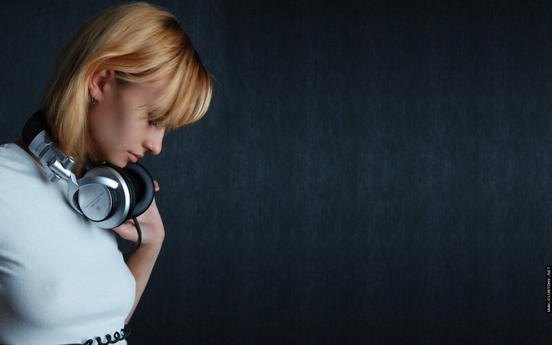 woman with headphones