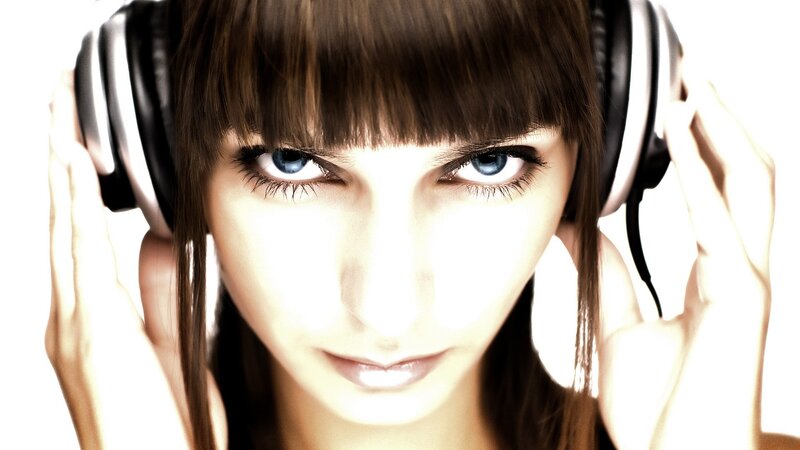 woman with headphones