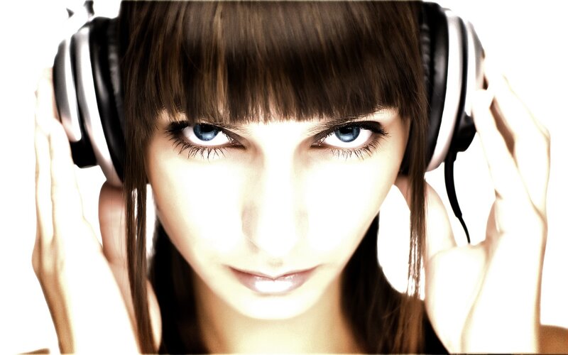 woman with headphones