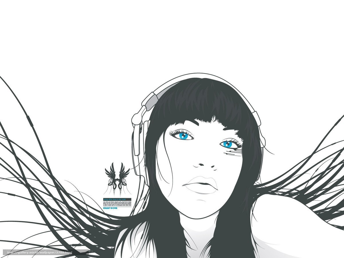 woman with headphones and blue eyes