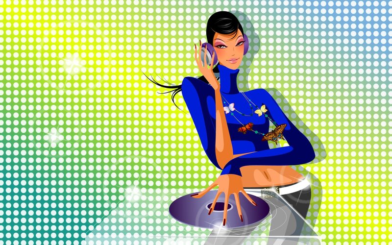 woman with headphones and CD